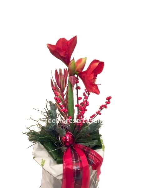 composizione di natale con fiori recisi